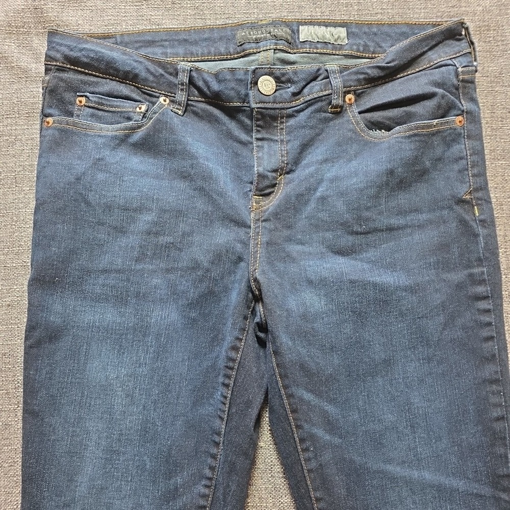Aeropostale Women Sz 14 Black Denim High Rise Curvy Jeggings Jeans Stretch 32X29